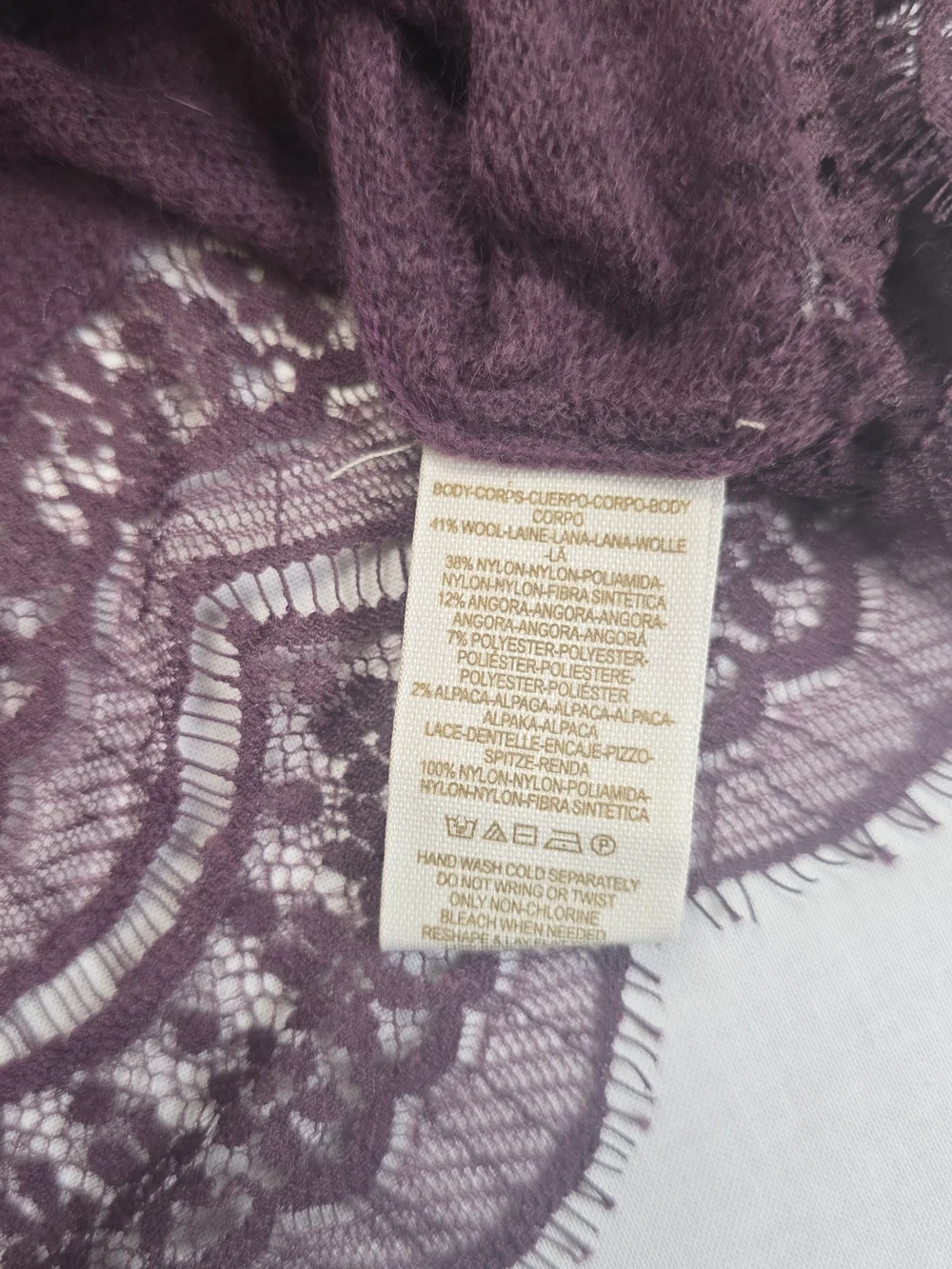 Free People Plum Lace-Hem Long Sleeve Top
